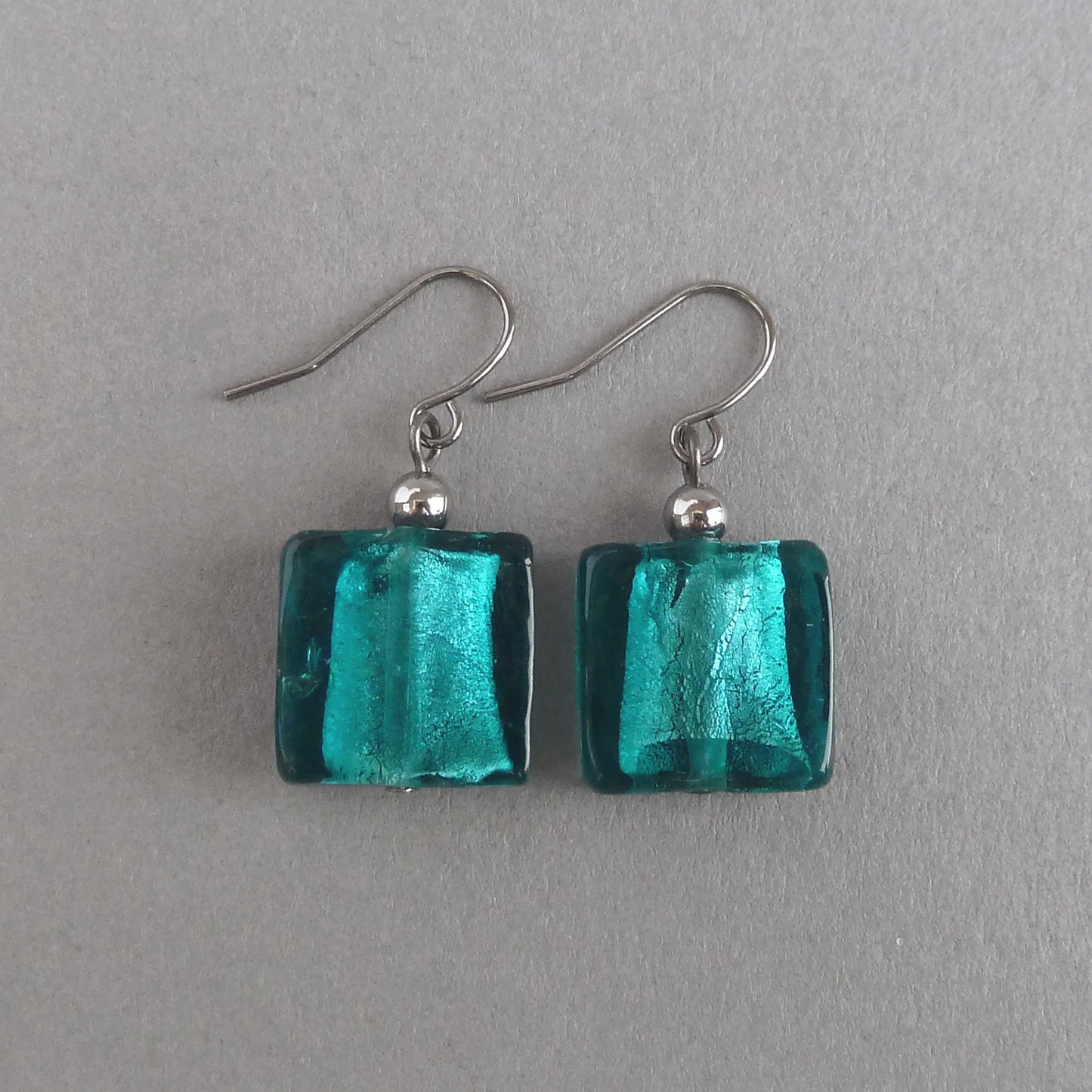 Peacock green drop earrings