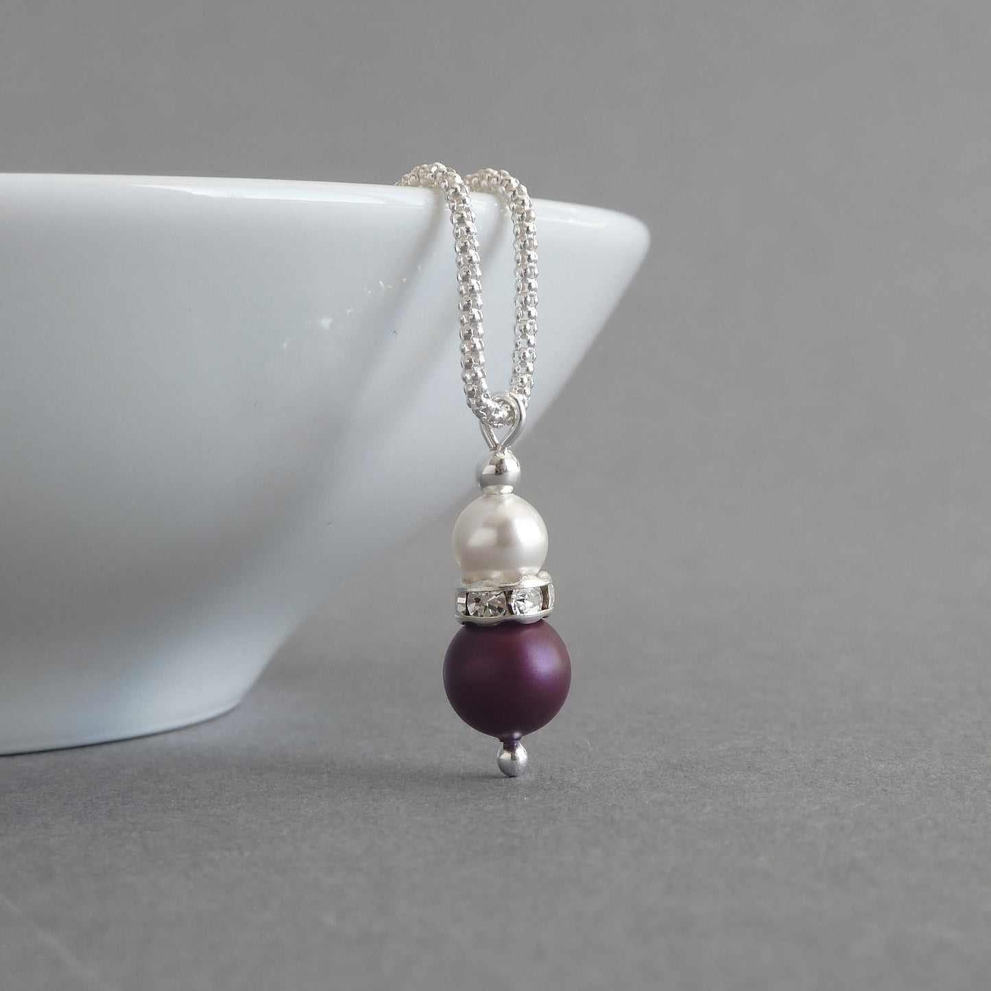 Plum bridesmaids pendant necklaces