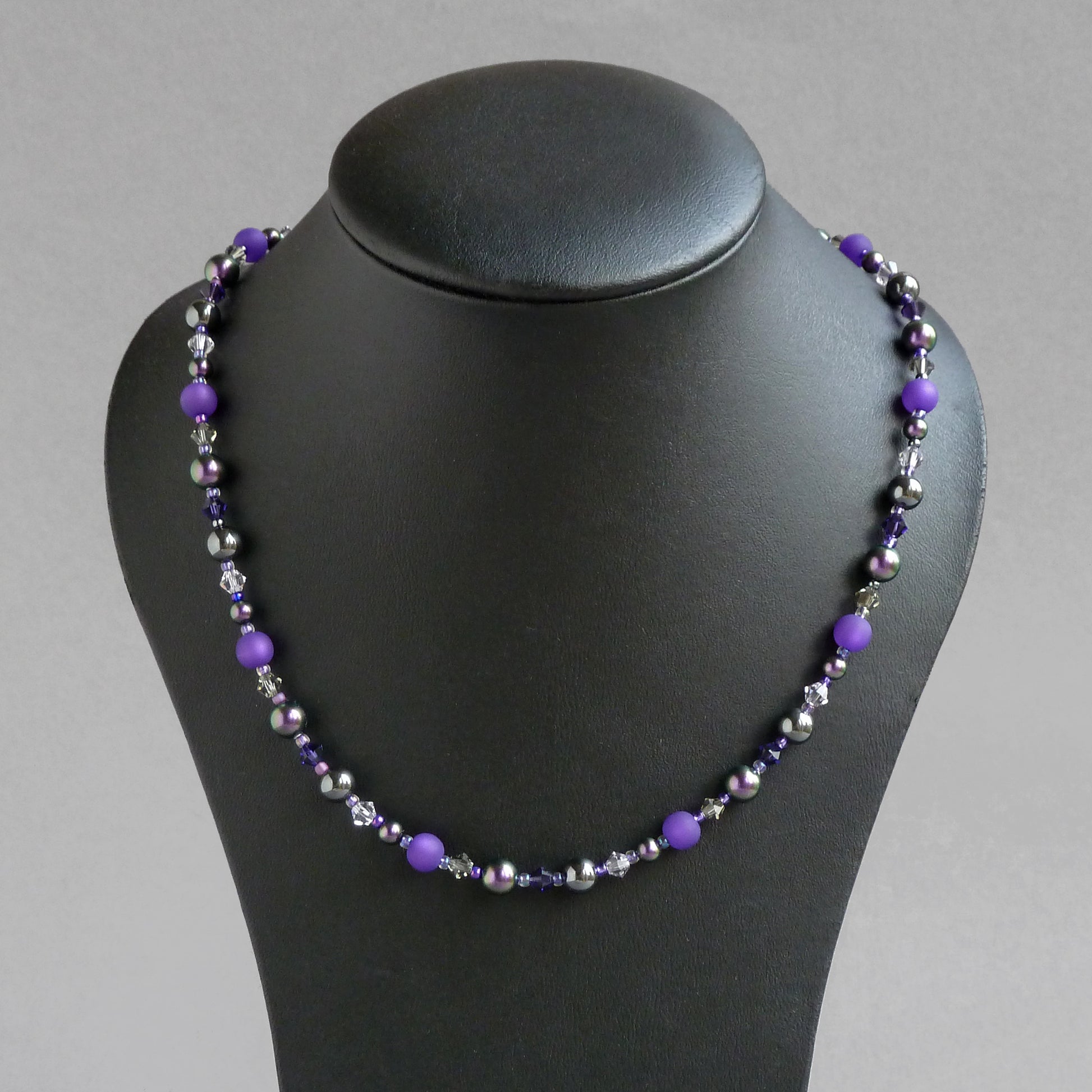 Purple pearl and crystal necklace