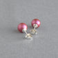 Raspberry pink pearl studs