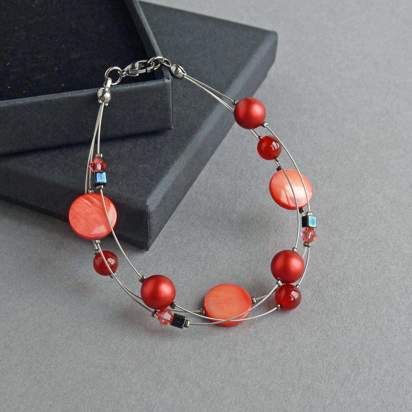 Red multi-strand bracelet