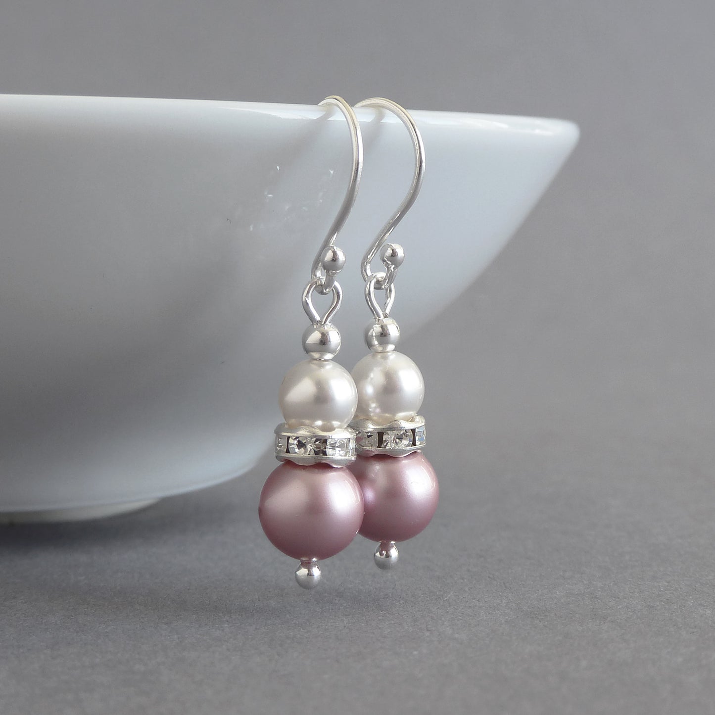 Rose pink pearl earrings