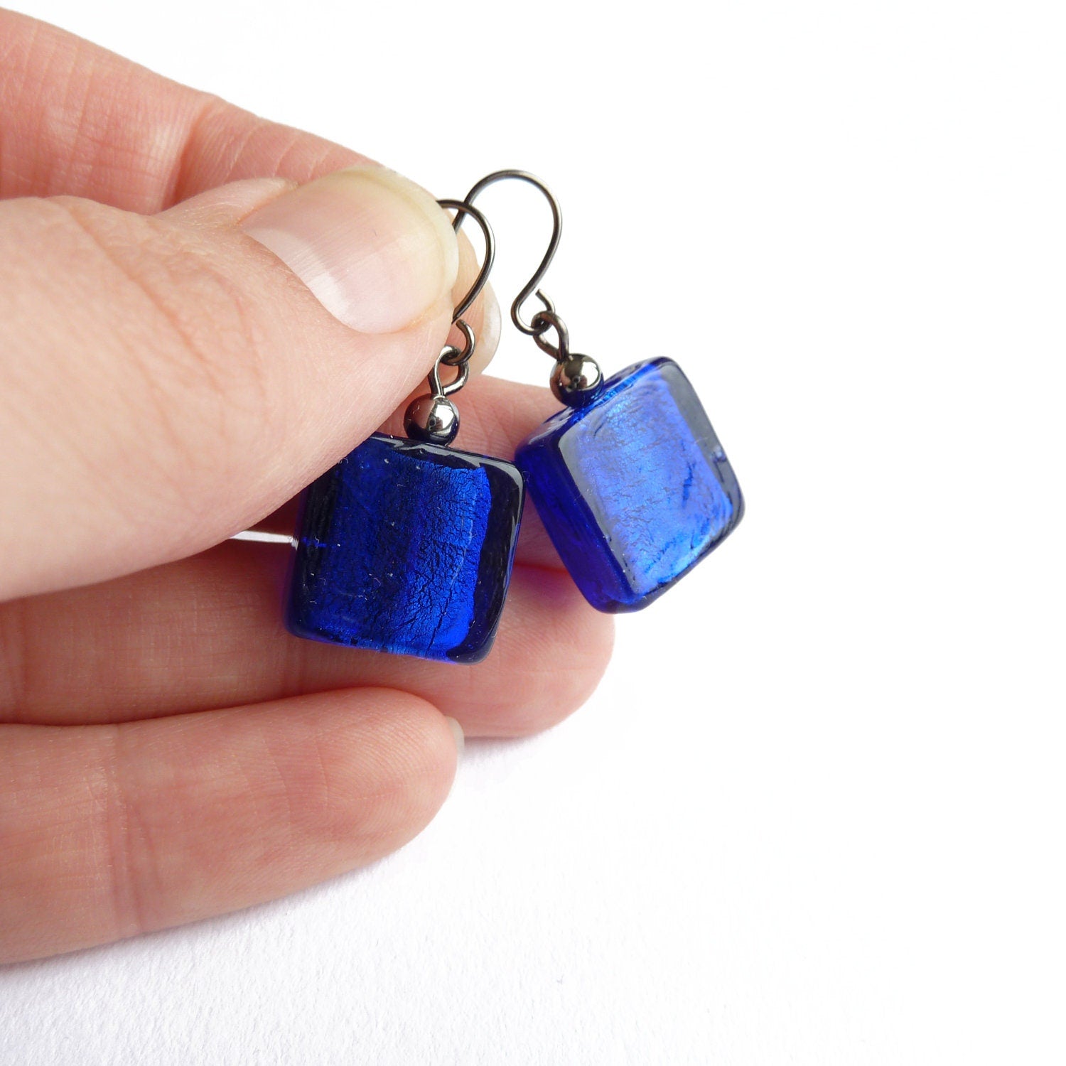 Royal blue glass earrings