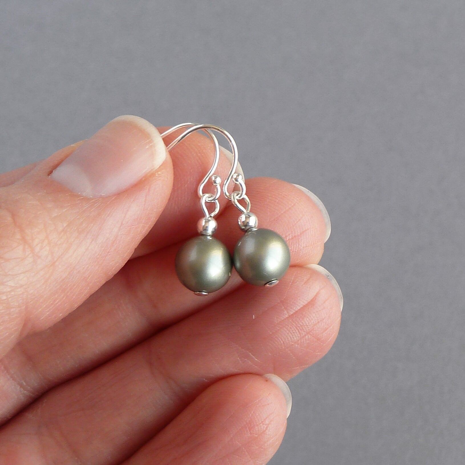 Sage pearl dangle earrings