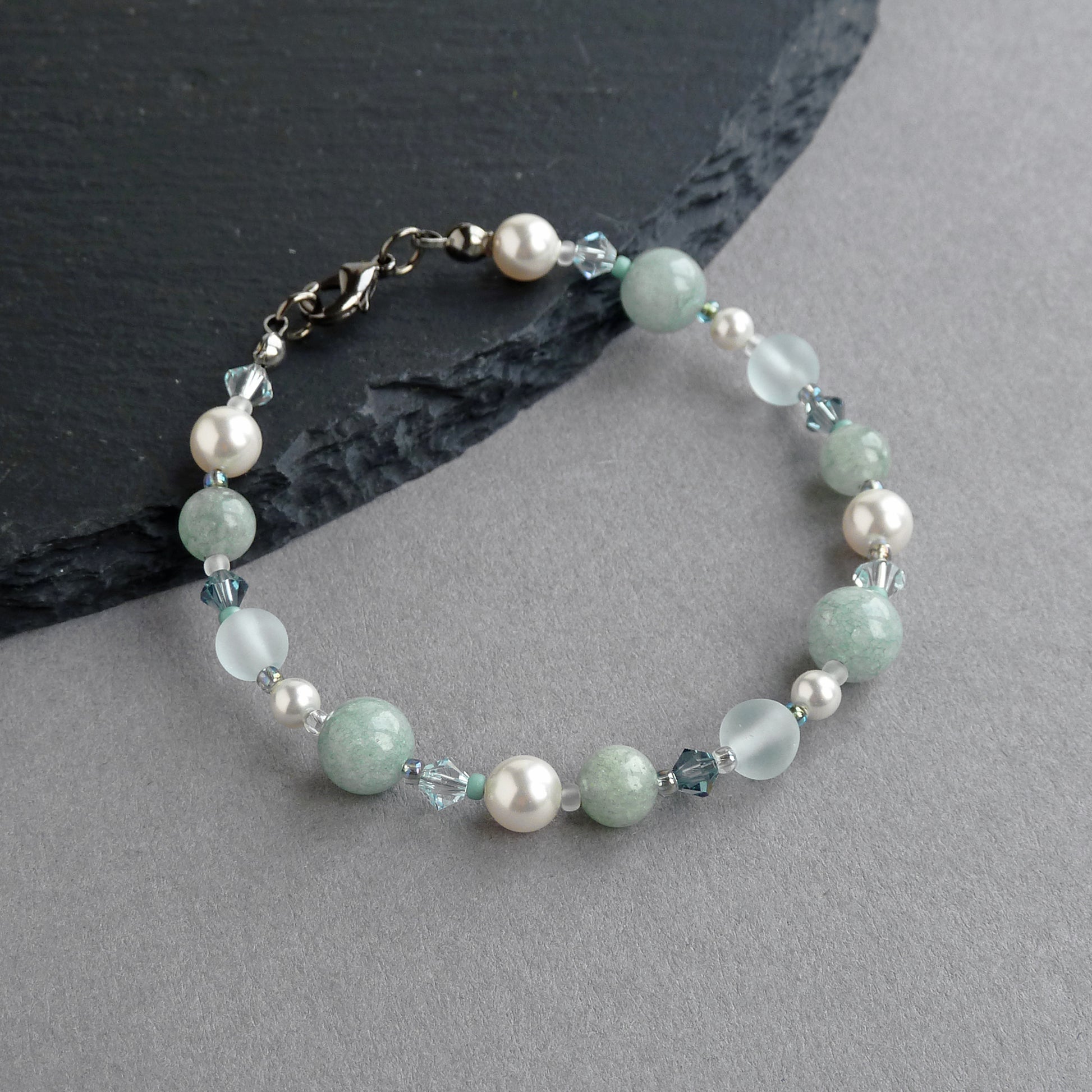 Sage green beaded bracelet