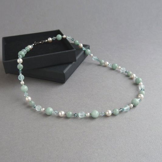 Sage green pearl necklace