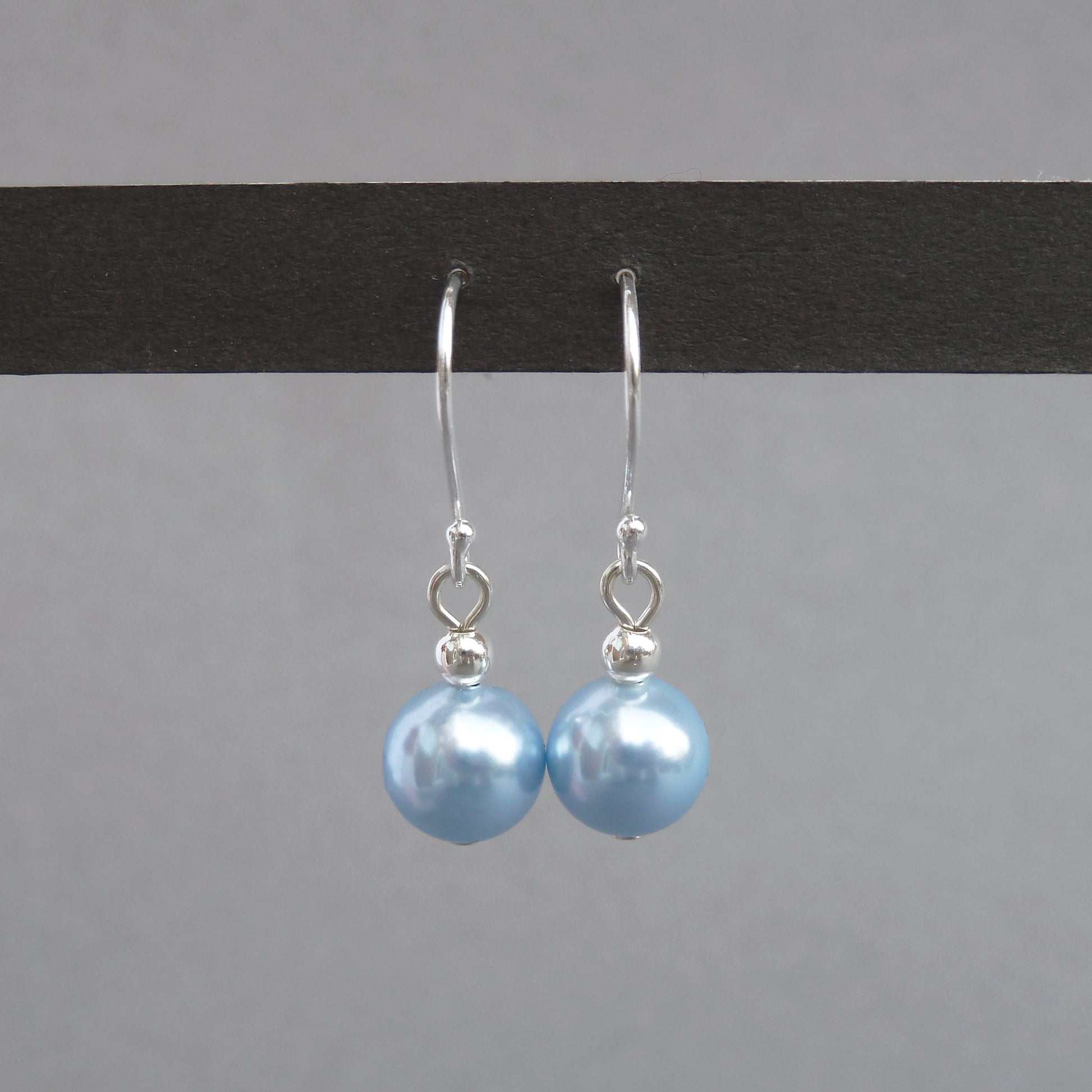 Simple baby blue pearl earrings