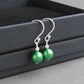 Simple green glass pearl earrings