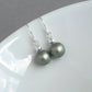 Simple olive green pearl earrings