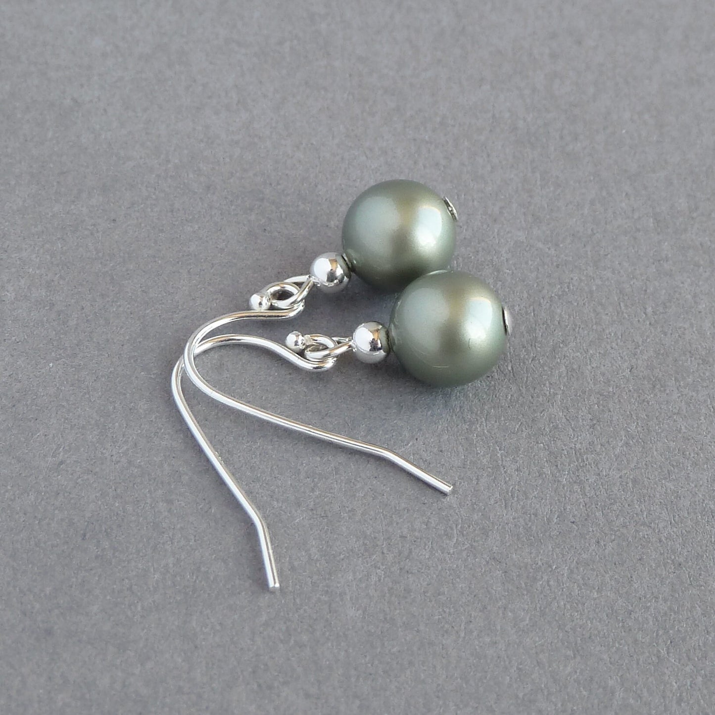 Simple sage green drop earrings