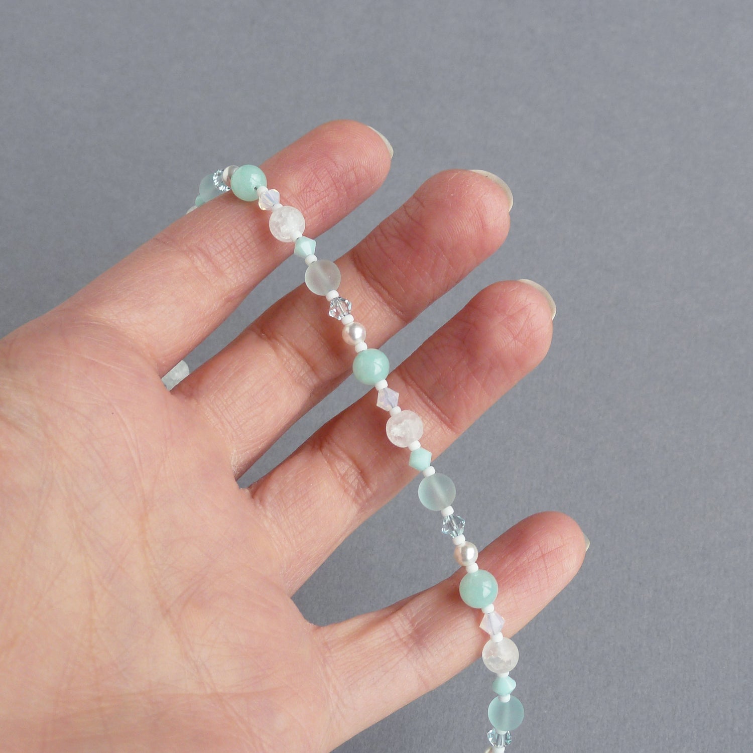 Single strand mint necklaces