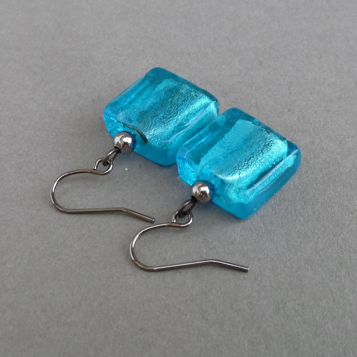 Turquoise fused glass earrings