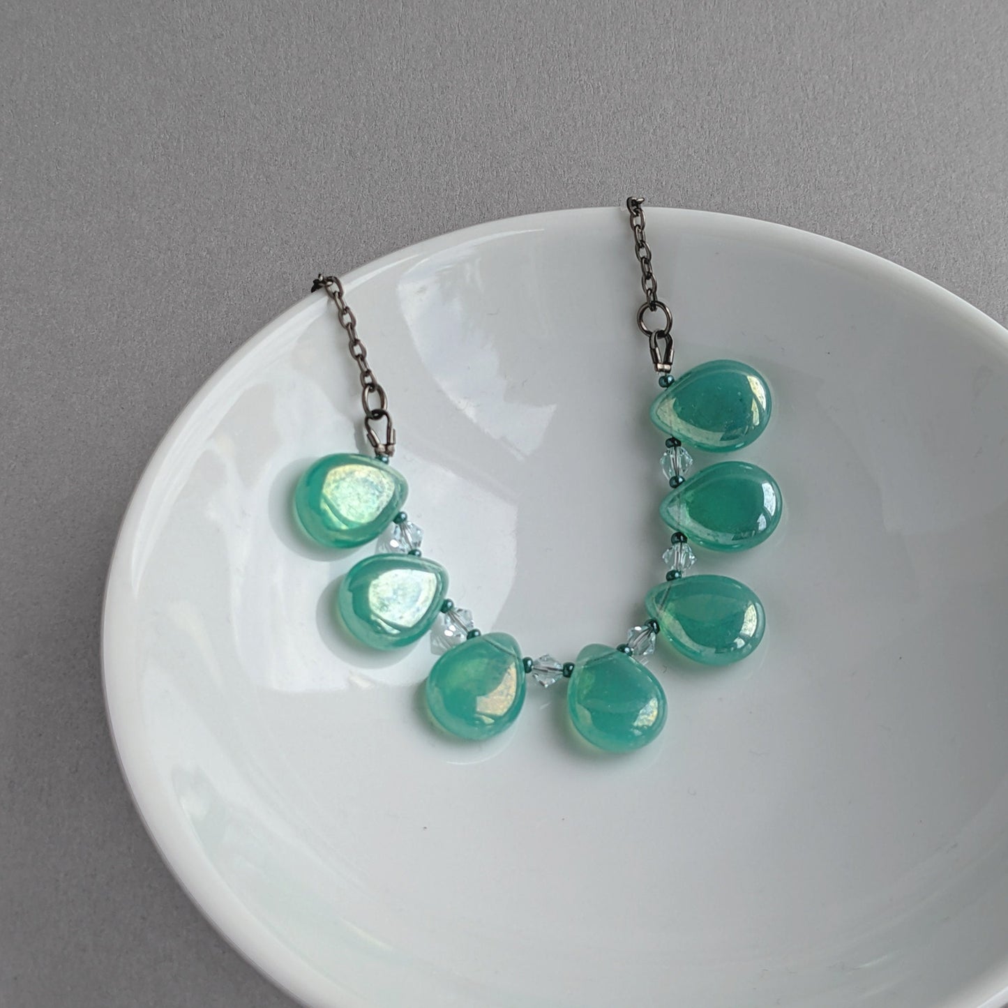 Turquoise glass teardrop necklace