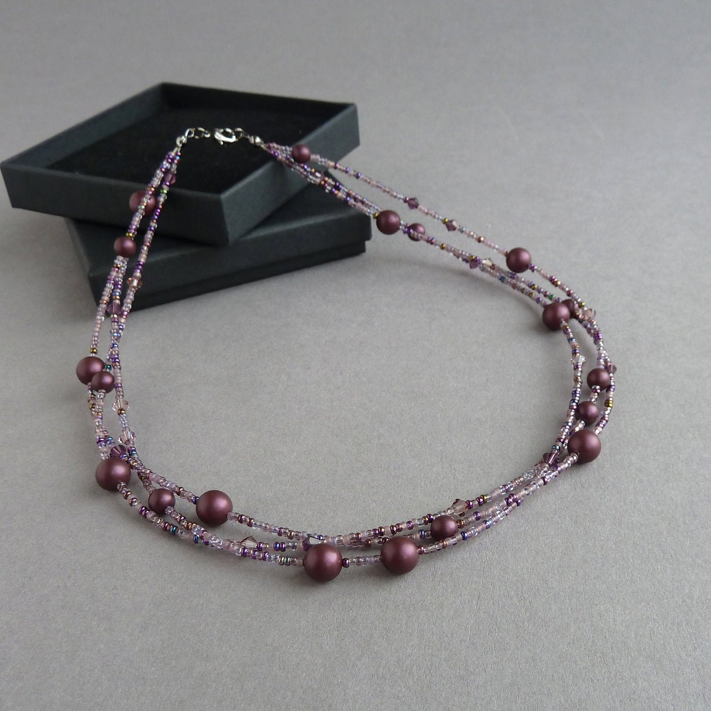 Twisted plum pearl necklace