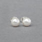 White glass pearl stud earrings