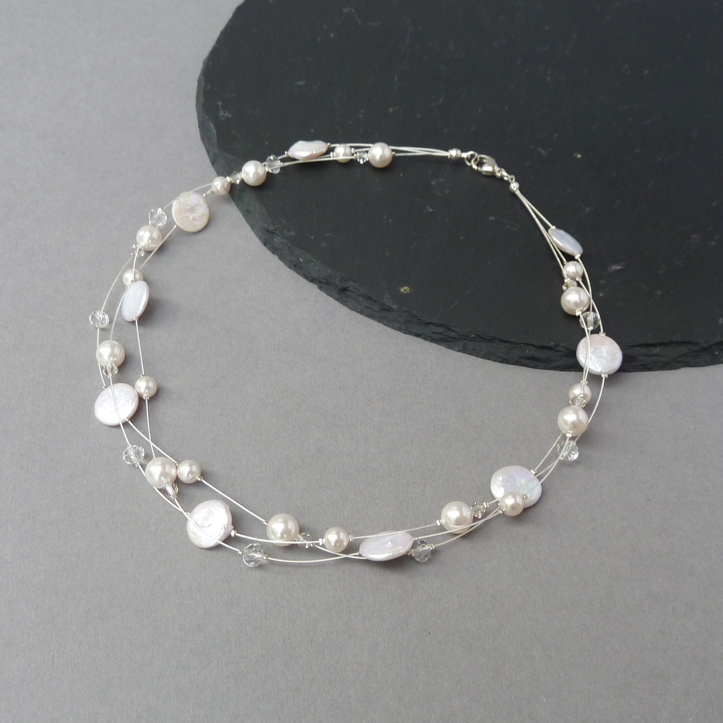 White pearl bridesmaids necklaces