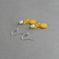 Yellow three strand earrings
