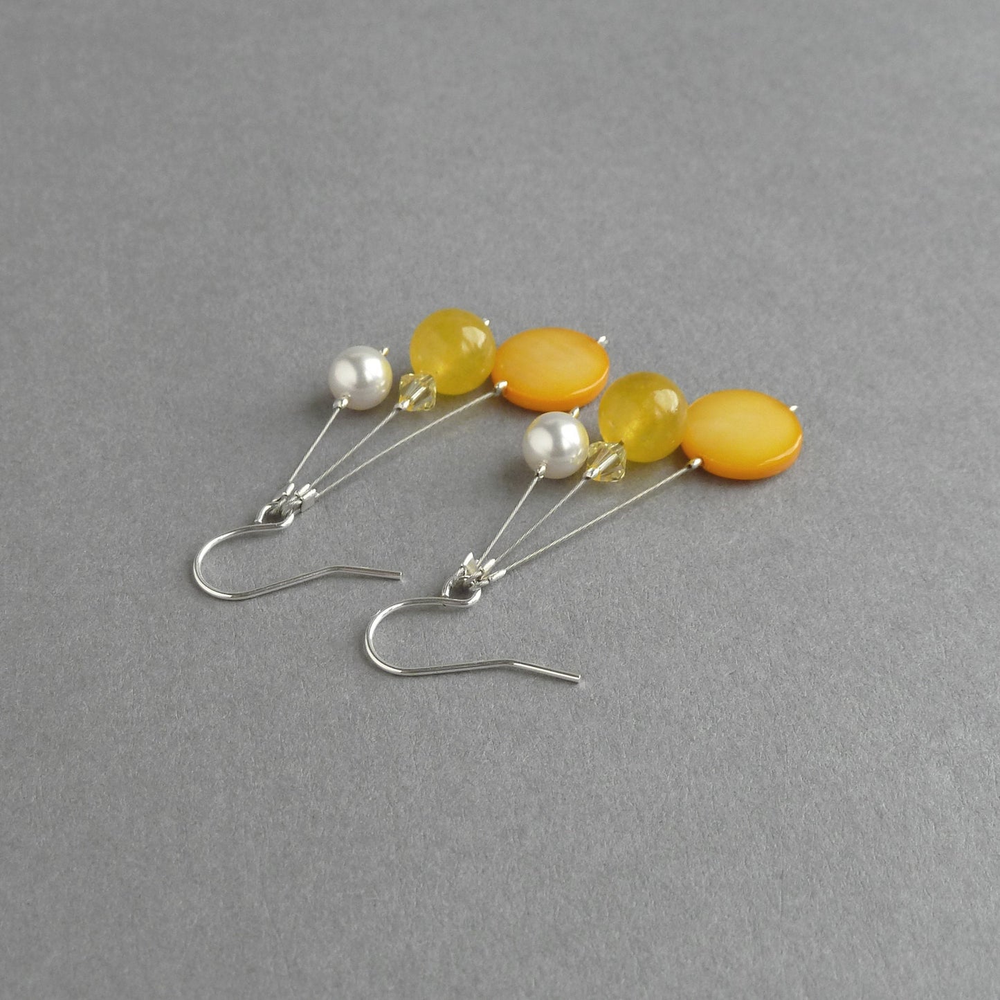 Yellow three strand earrings