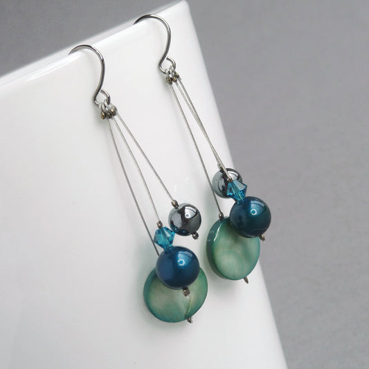 teal pearl earrings