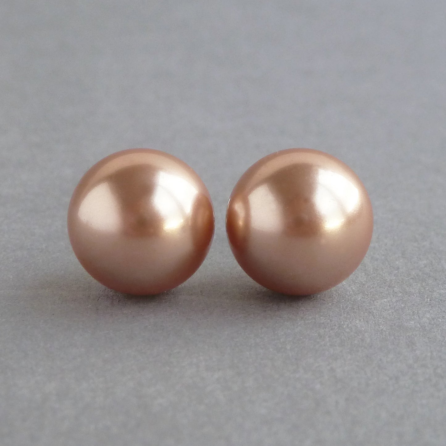 12mm rose gold pearl stud earrings