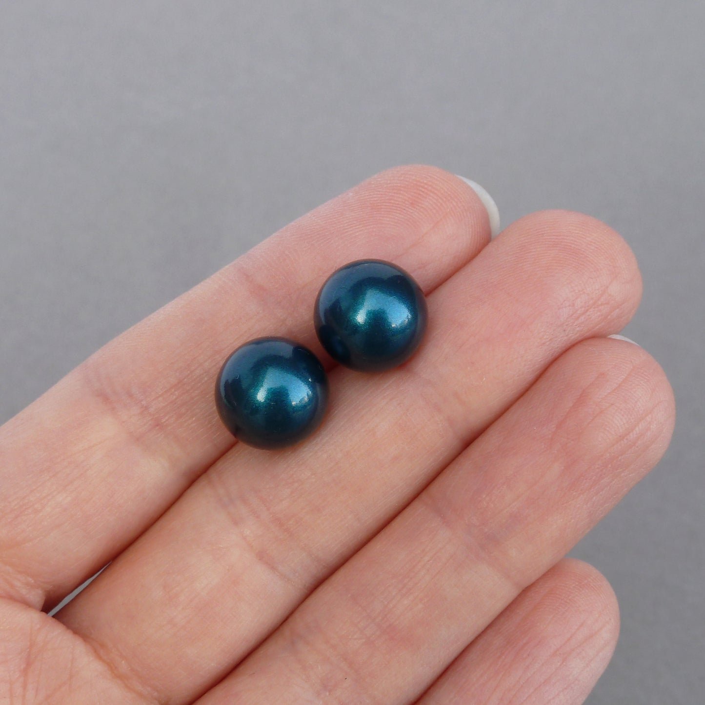 12mm teal pearl stud earrings