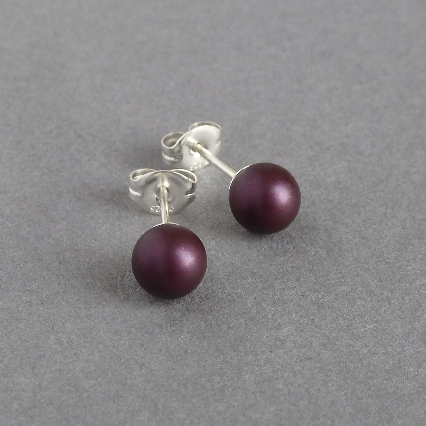6mm Elderberry pearl stud earrings