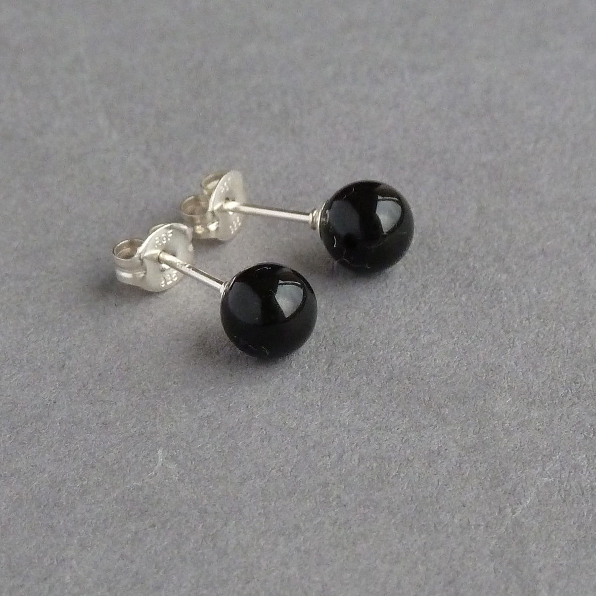 6mm black stud earrings