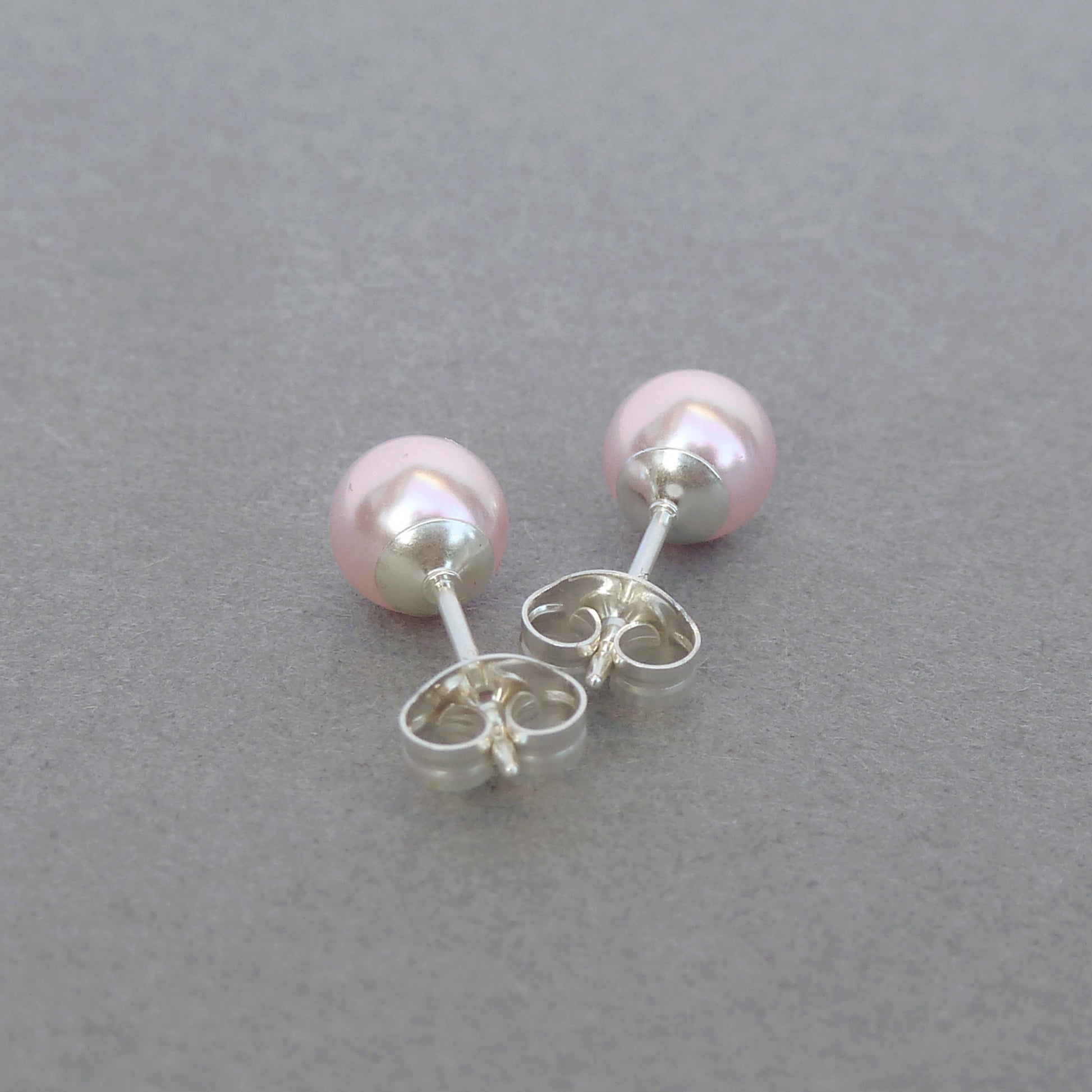 6mm blush pink pearl stud earrings