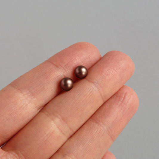 6mm chocolate brown stud earrings