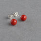 6mm coral red stud earrings