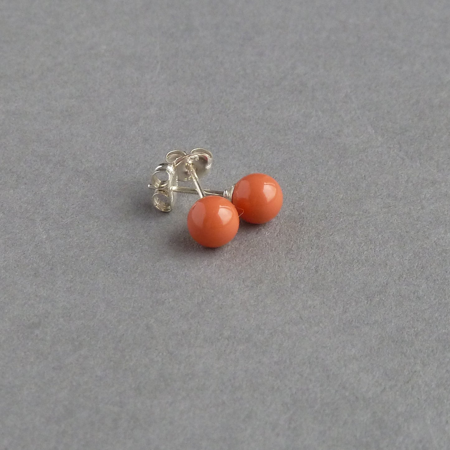 6mm coral stud earrings