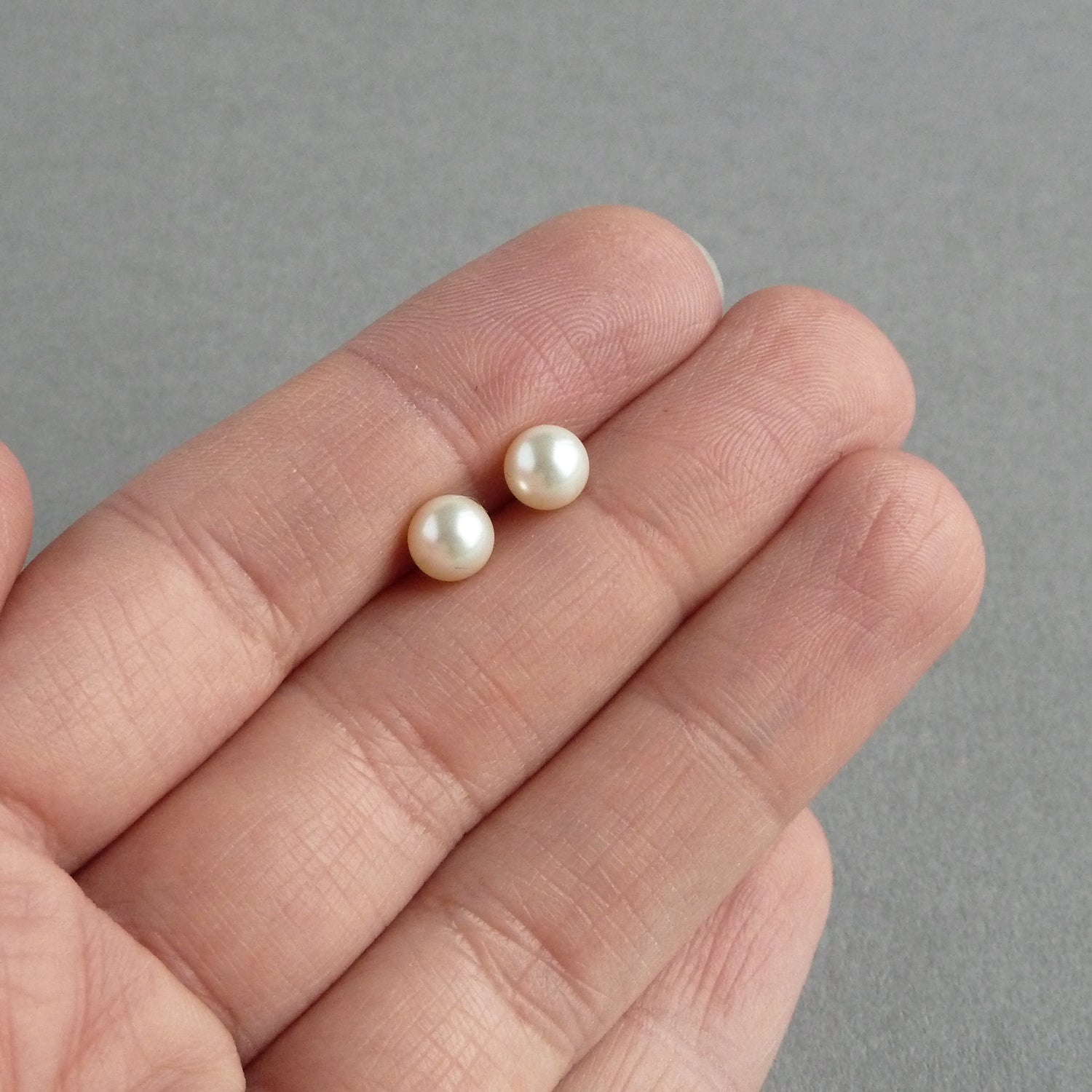 6mm cream pearl stud earrings
