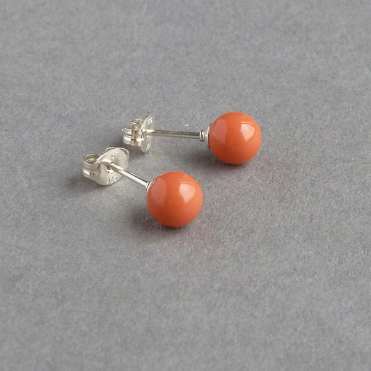 6mm orange stud earrings