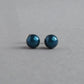 6mm petrol blue pearl stud earrings
