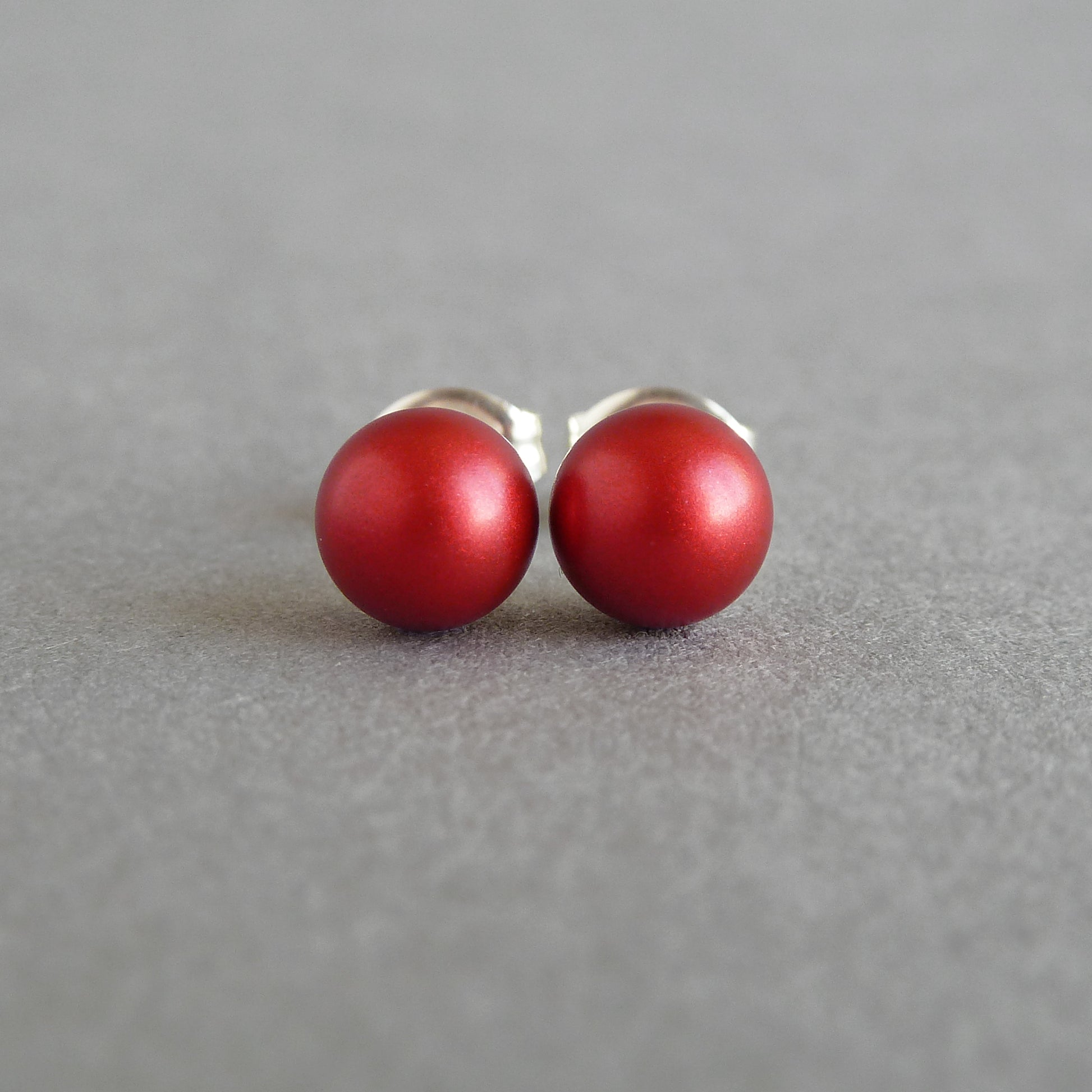 6mm red stud earrings