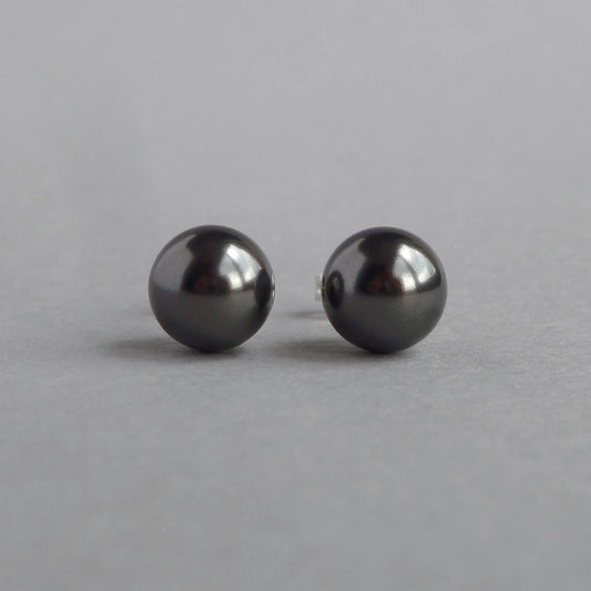 8mm black pearl stud earrings