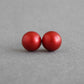 8mm bright red stud earrings