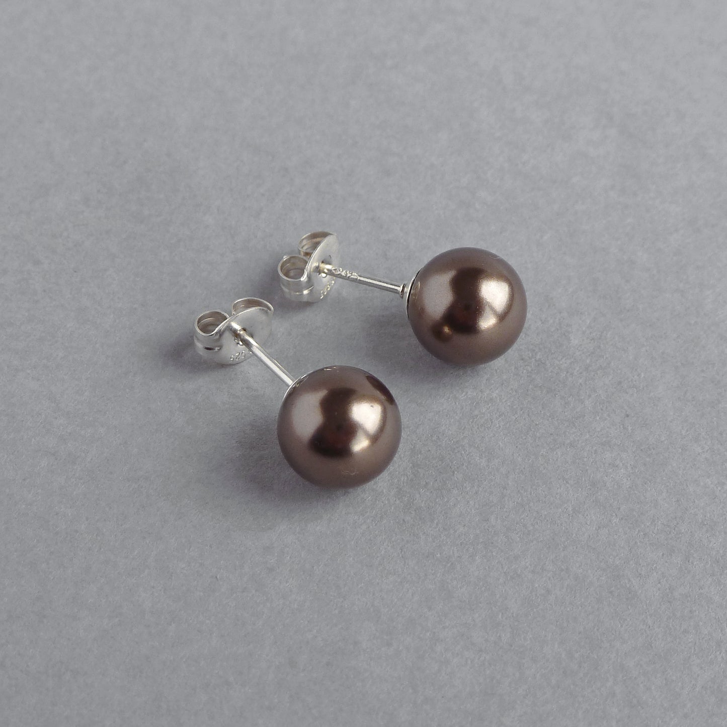 8mm dark brown stud earrings