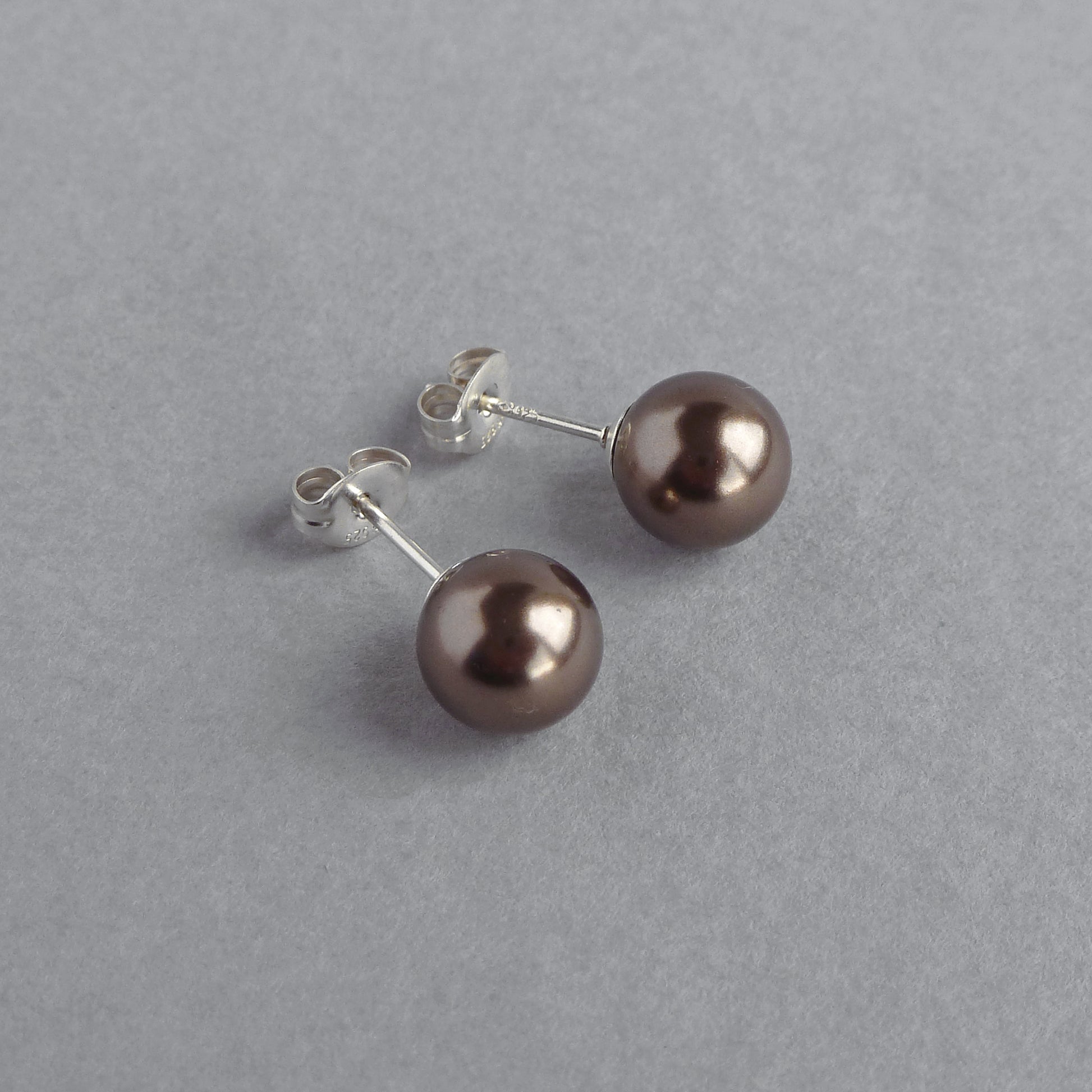 8mm dark brown stud earrings