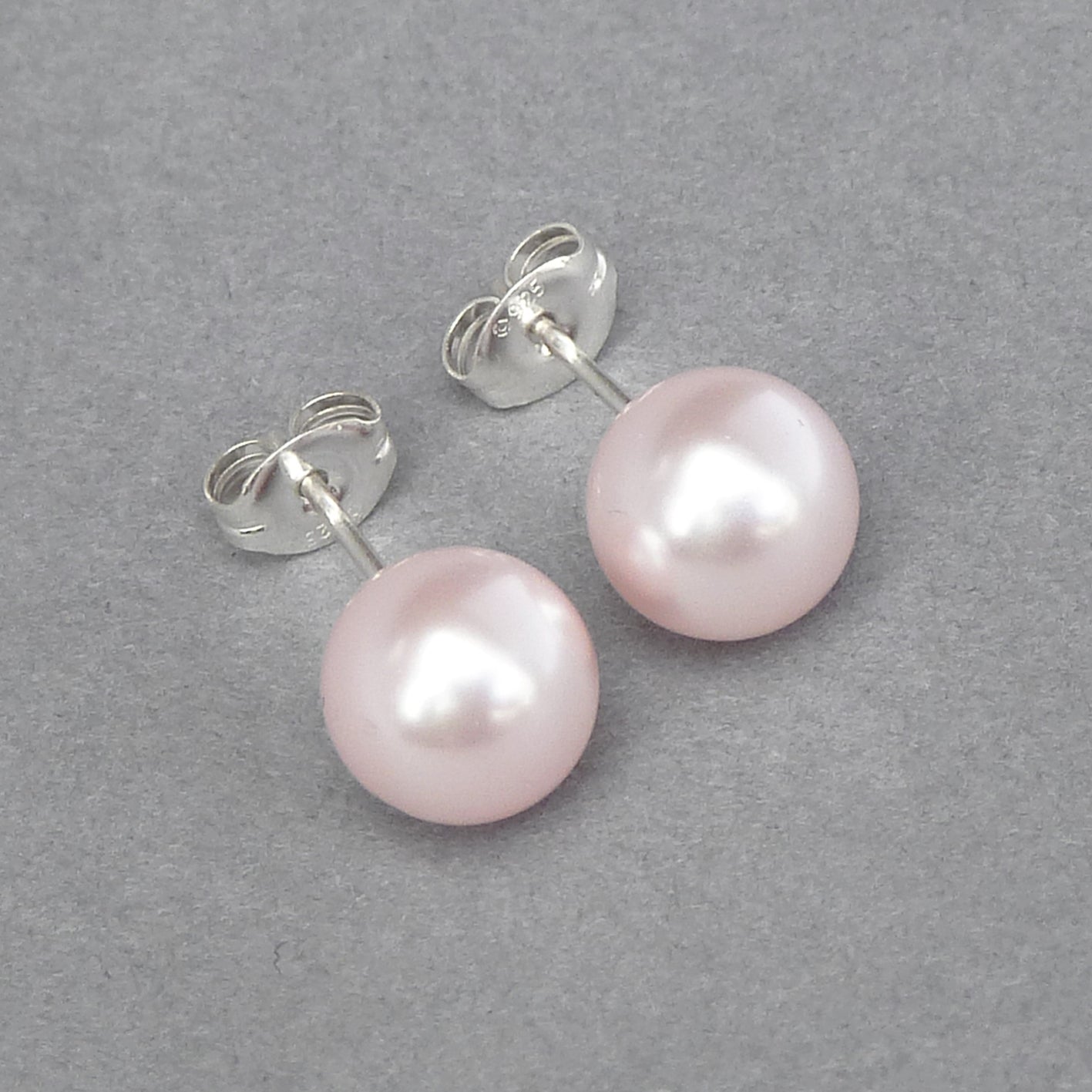 8mm pale pink pearl stud earrings