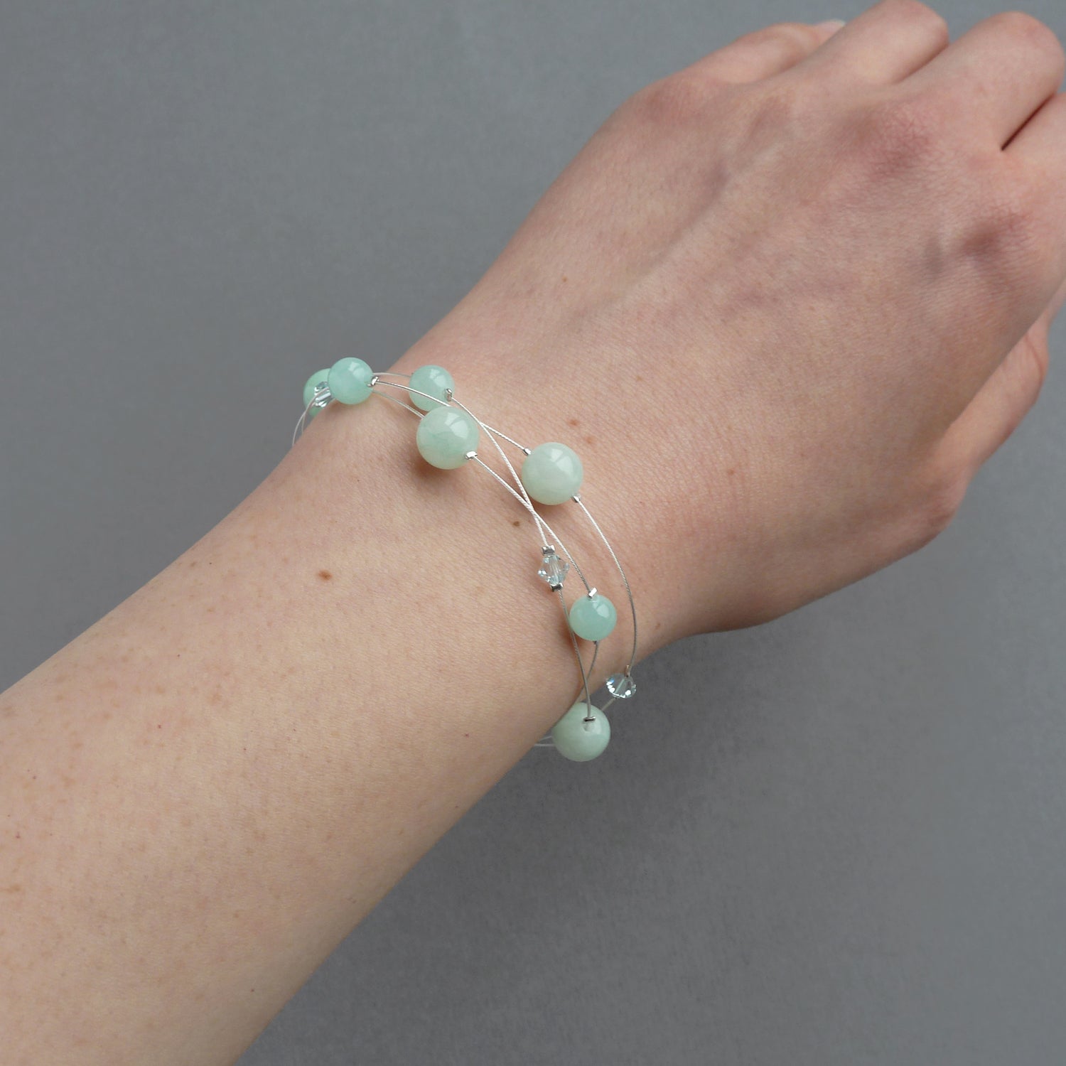 Aqua three strand bracelet
