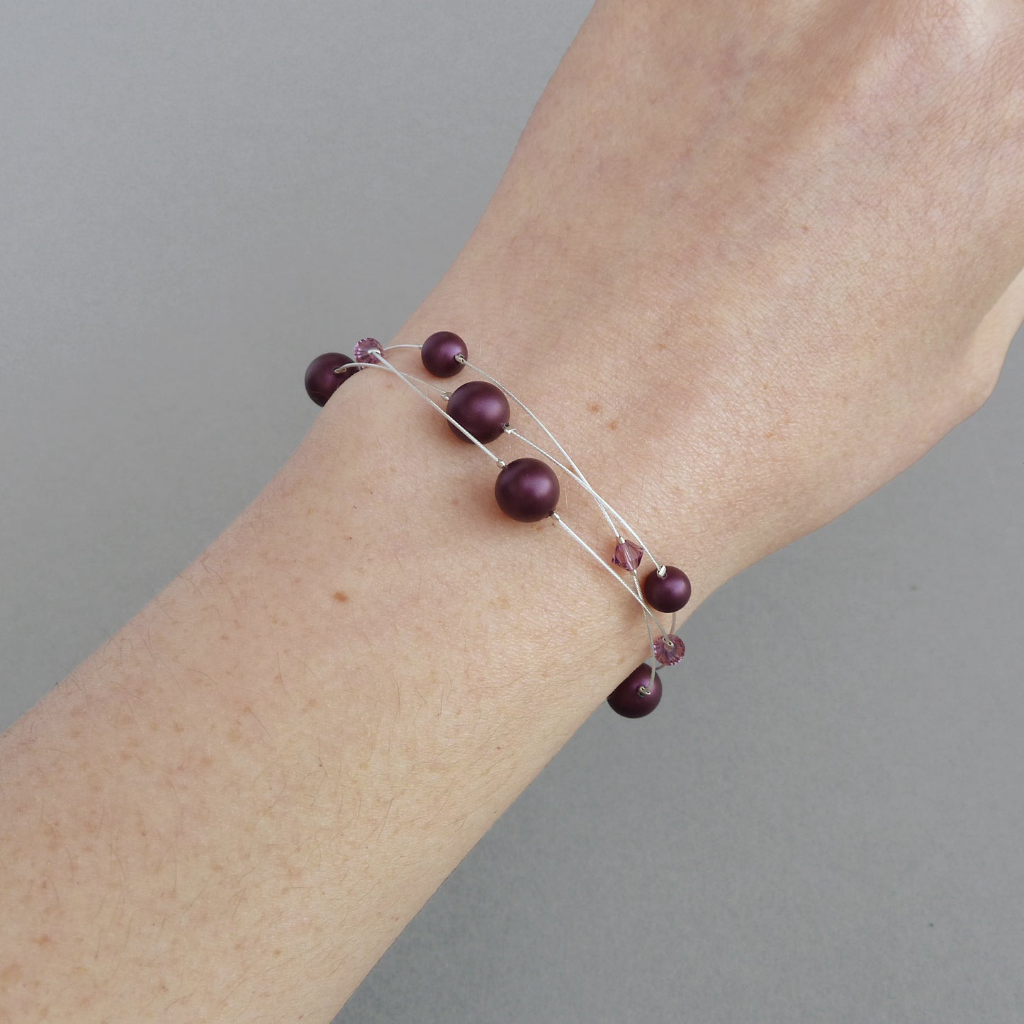 Aubergine 3 strand bracelet