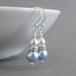 Baby blue pearl earrings