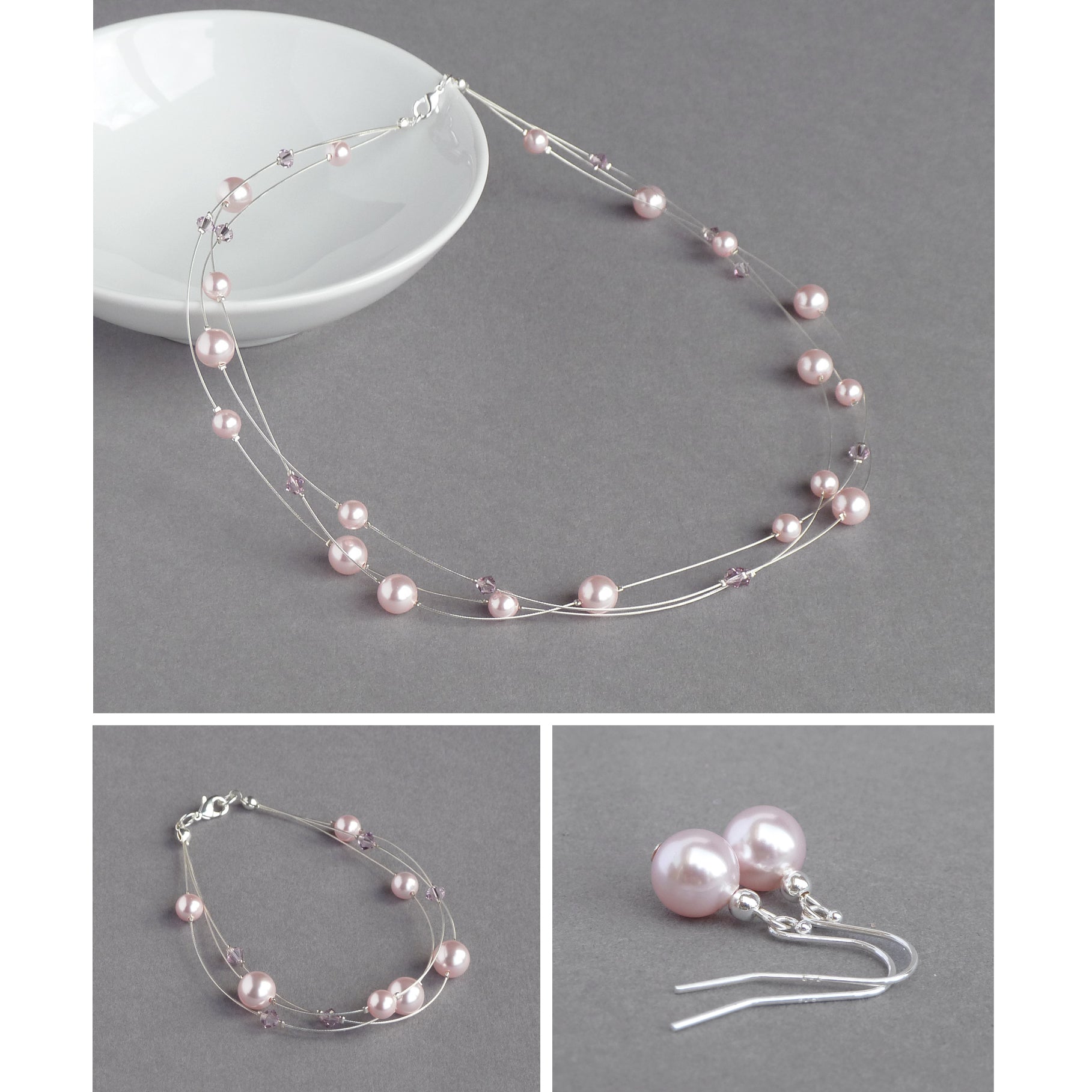 Baby pink jewellery set by Anna King Jewellery