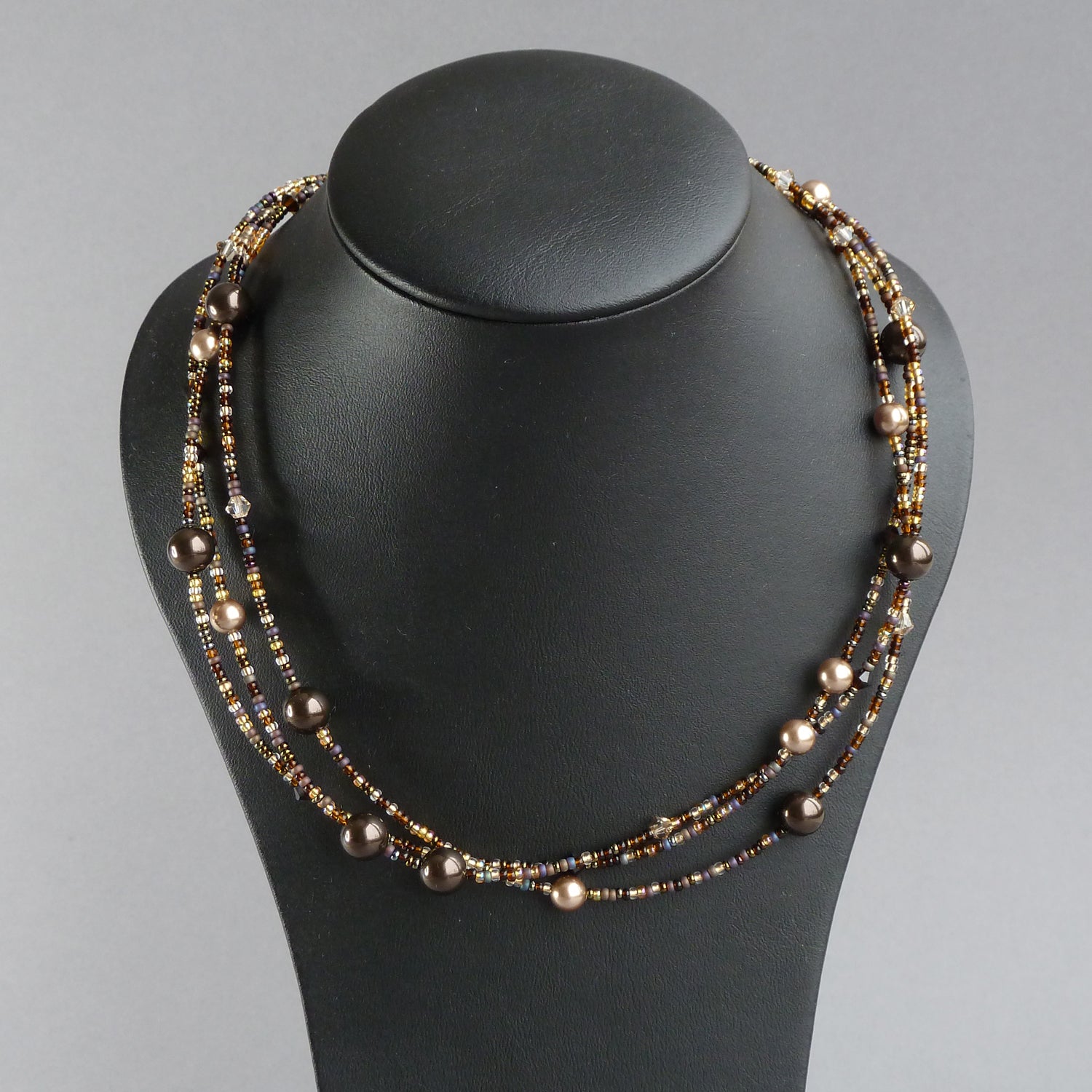 Beaded dark brown necklace