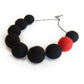 Black and red felt ball necklace