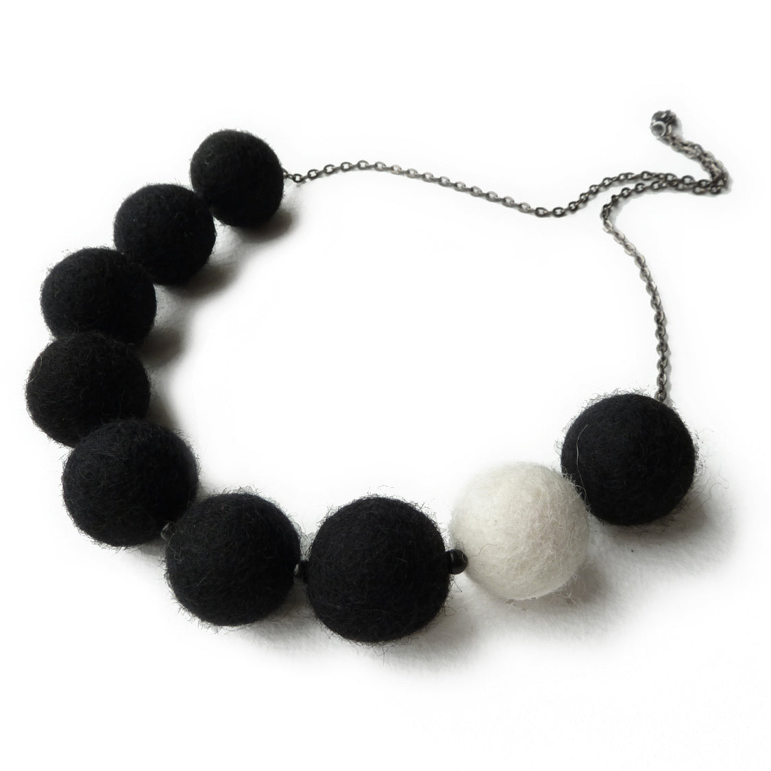 Black and white felt necklace