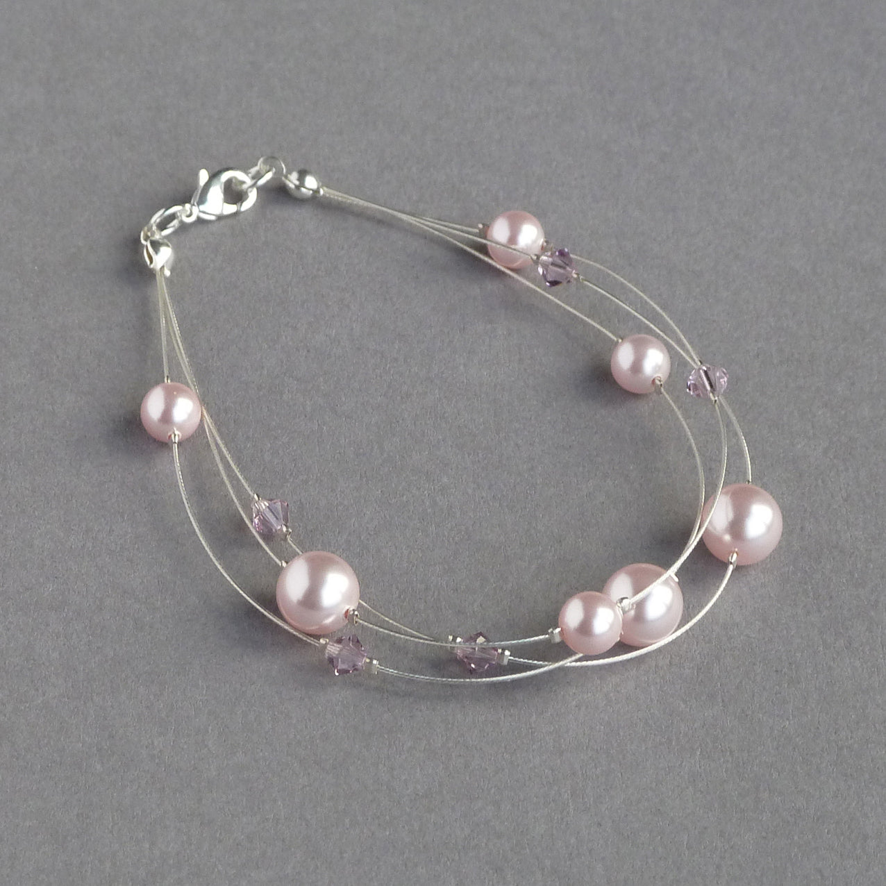 Blush pink floating pearl bracelet