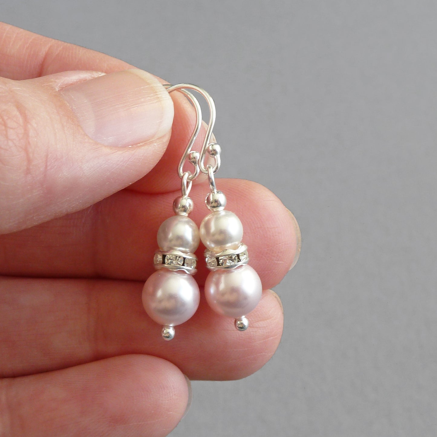 Blush pink pearl and crystal earrings