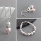 Blush pink pearl and crystal jewellery set by Anna King Jewellery